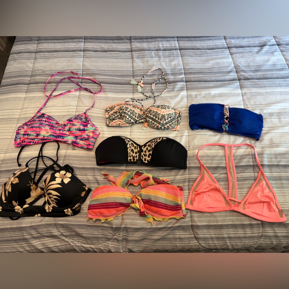 PINK Victoria's Secret Mixed Color Bikini Tops - Pink, Blue, Black, Coral, Multi